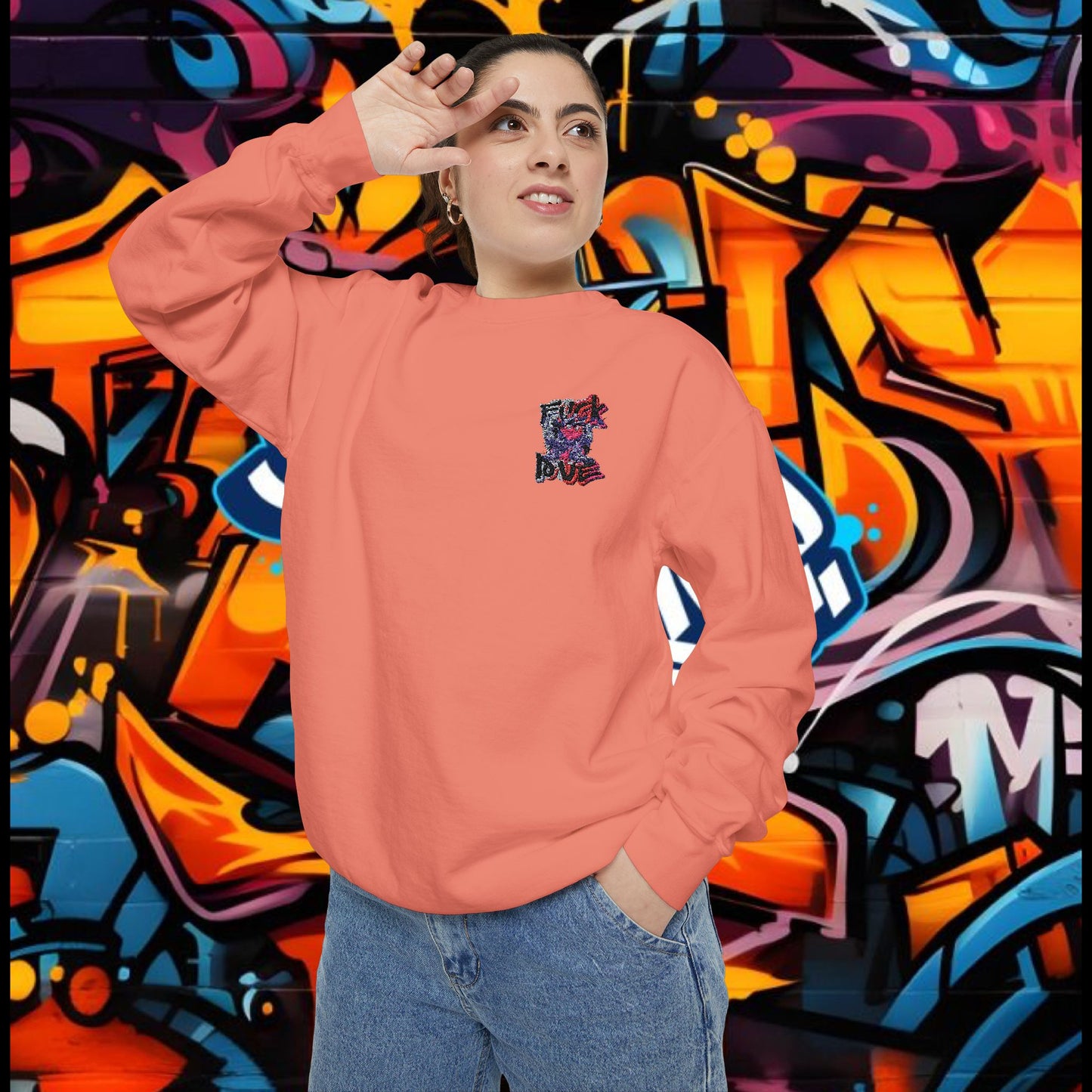 Sweatshirt - Fuck Love Embroidered Design