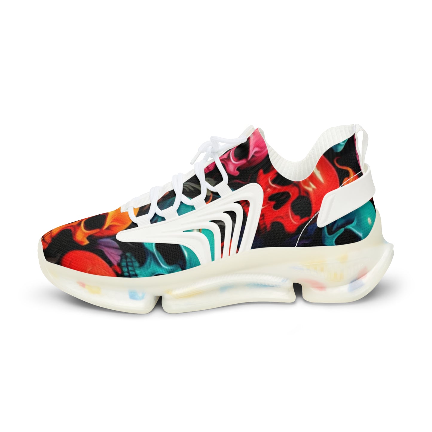 Vibrant Skull-Print Sneakers for Casual Style, Perfect for Men, Gift for Him, Cool Streetwear, Trendy Athletic Shoes