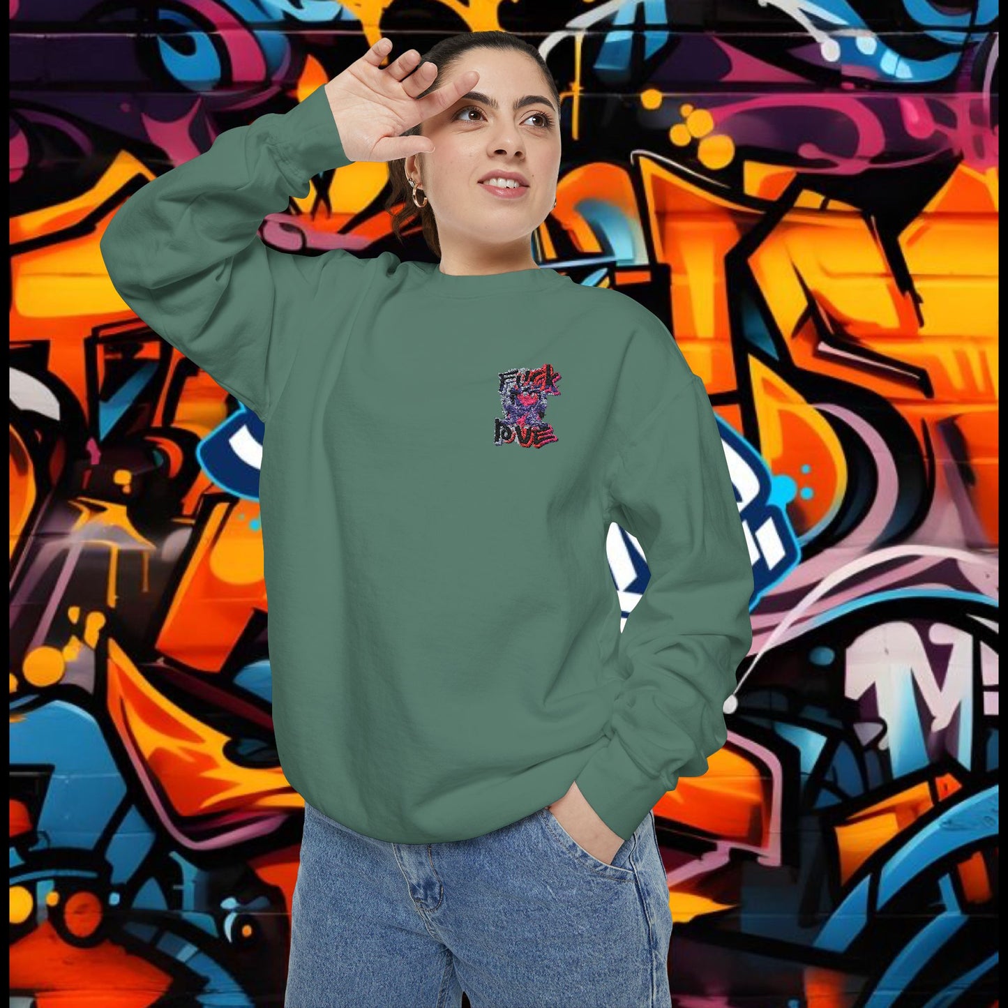 Sweatshirt - Fuck Love Embroidered Design