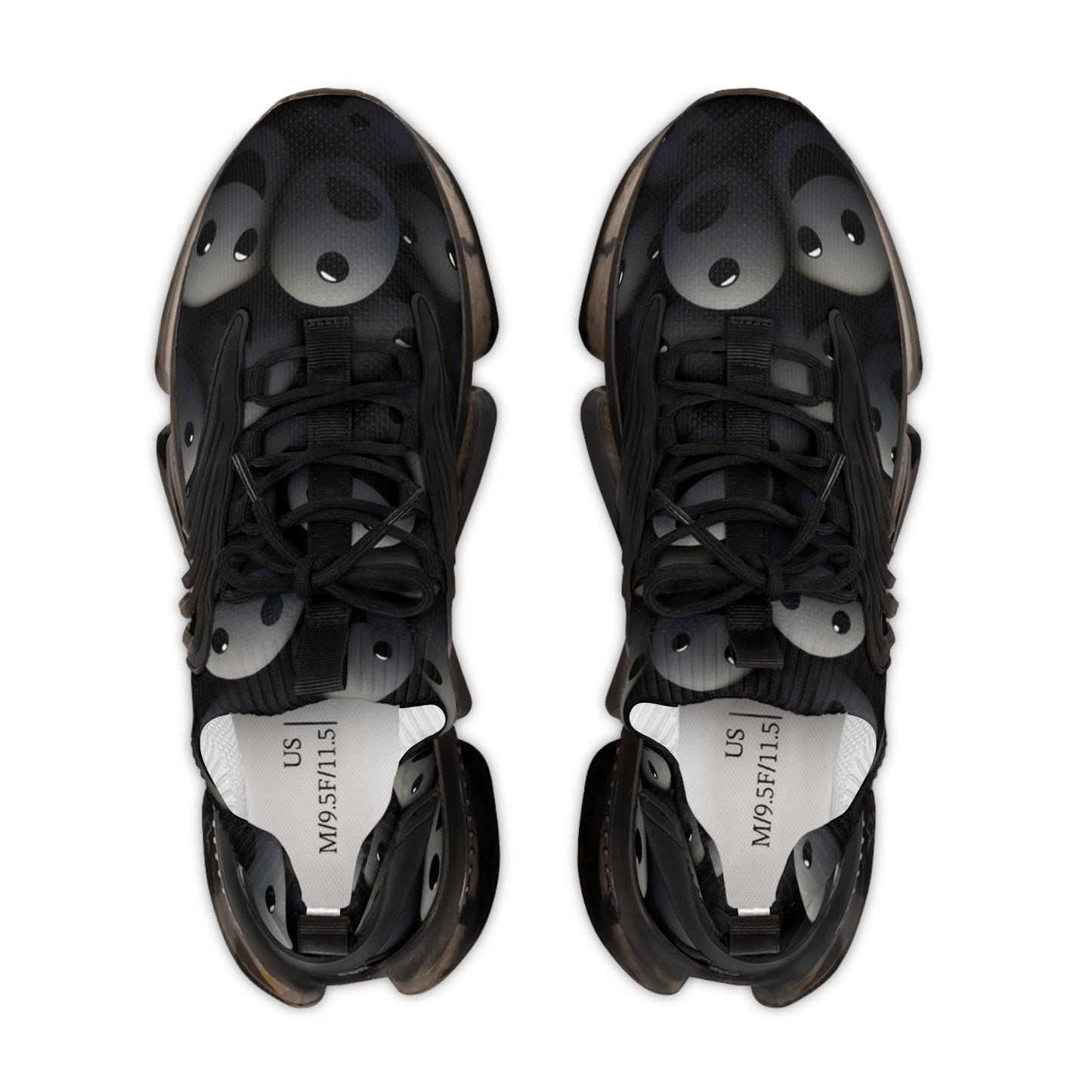 Mesh Sneakers for Men - Dark Smoke Smilie Faces Design