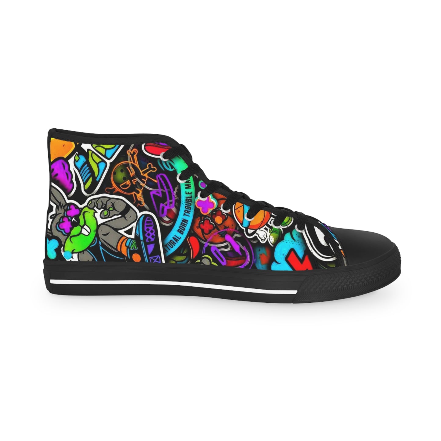Colorful High Top Sneakers, Stylish Footwear for Men, Unique Gift Idea, Casual Wear, Vibrant Street Style