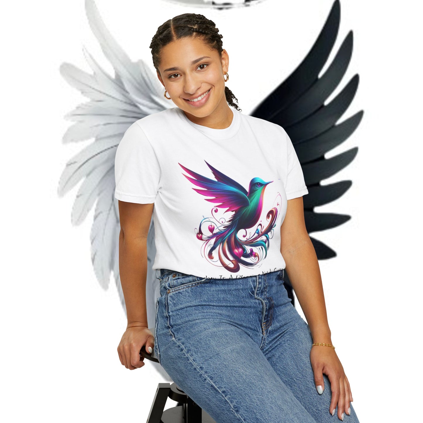 Garment-Dyed T-shirt - Freedom is a Blessing Design