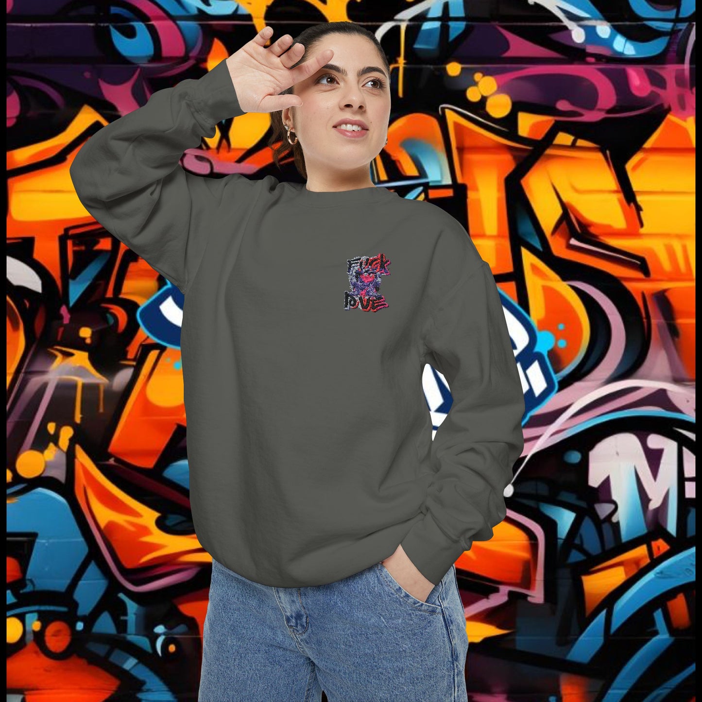 Sweatshirt - Fuck Love Embroidered Design