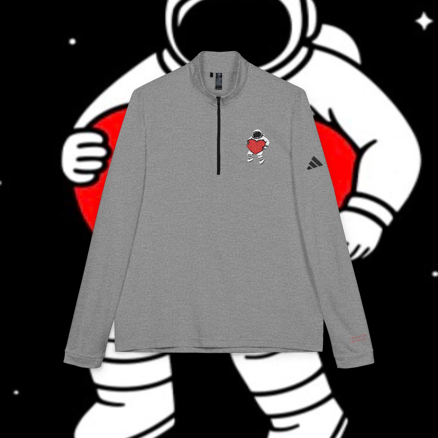 Cosmic Love Quarter-Zip Pullover, Heartbeat Pullover, Astronaut Apparel, Unique Sportswear, Valentine's Day Gift, Casual Activewear
