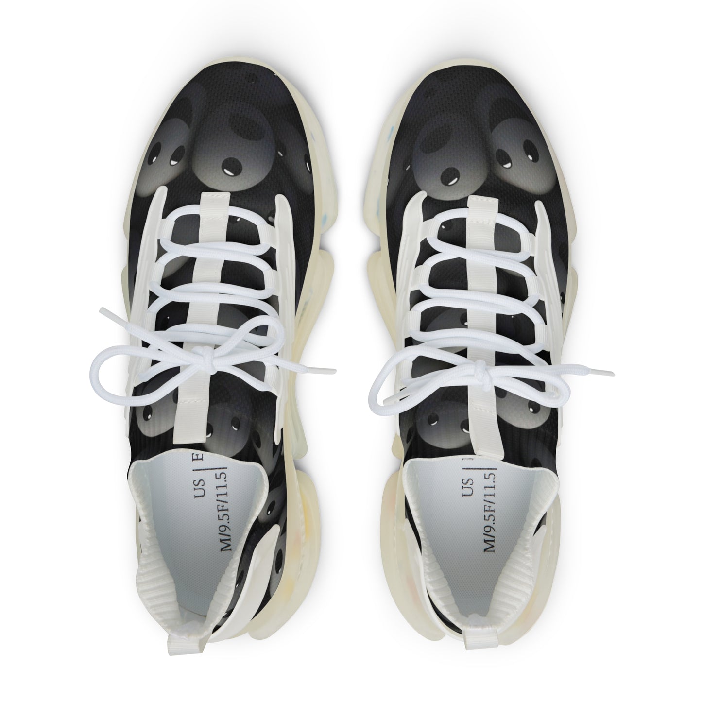 Mesh Sneakers for Men - Dark Smoke Smilie Faces Design