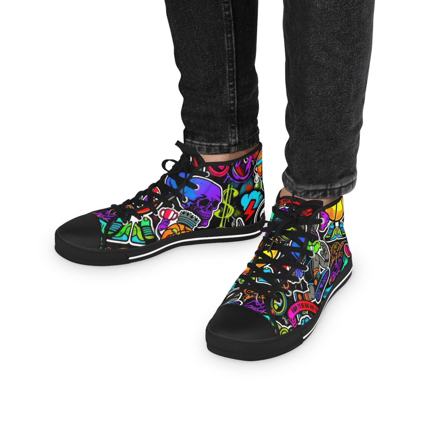 Colorful High Top Sneakers, Stylish Footwear for Men, Unique Gift Idea, Casual Wear, Vibrant Street Style