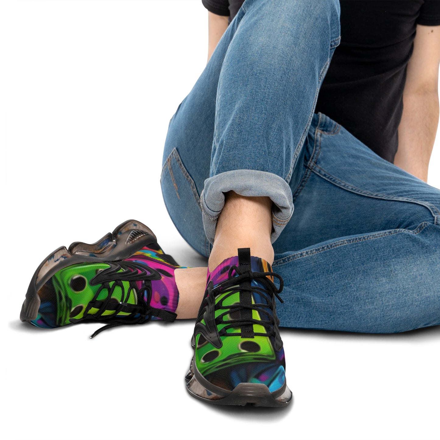 Roll the dice Men's Mesh Sneakers, Trendy Athletic Shoes, Colorful Casual Footwear, Statement Sneakers, Unique Sports Shoes