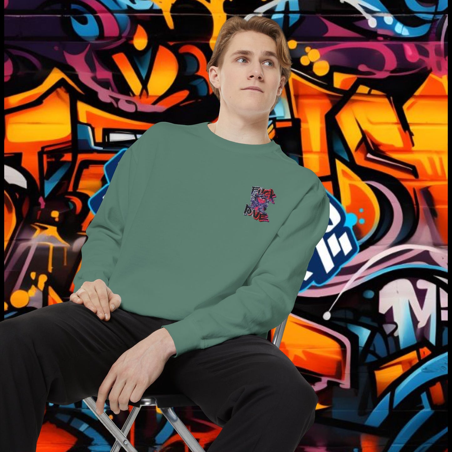 Sweatshirt - Fuck Love Embroidered Design