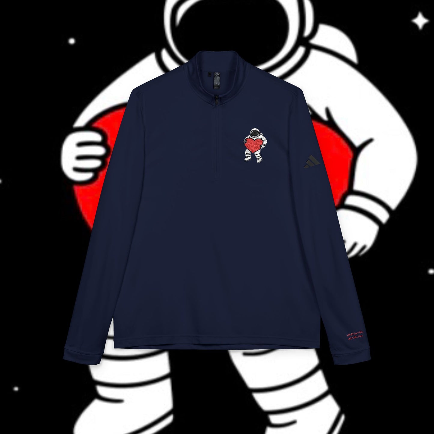 Cosmic Love Quarter-Zip Pullover, Heartbeat Pullover, Astronaut Apparel, Unique Sportswear, Valentine's Day Gift, Casual Activewear