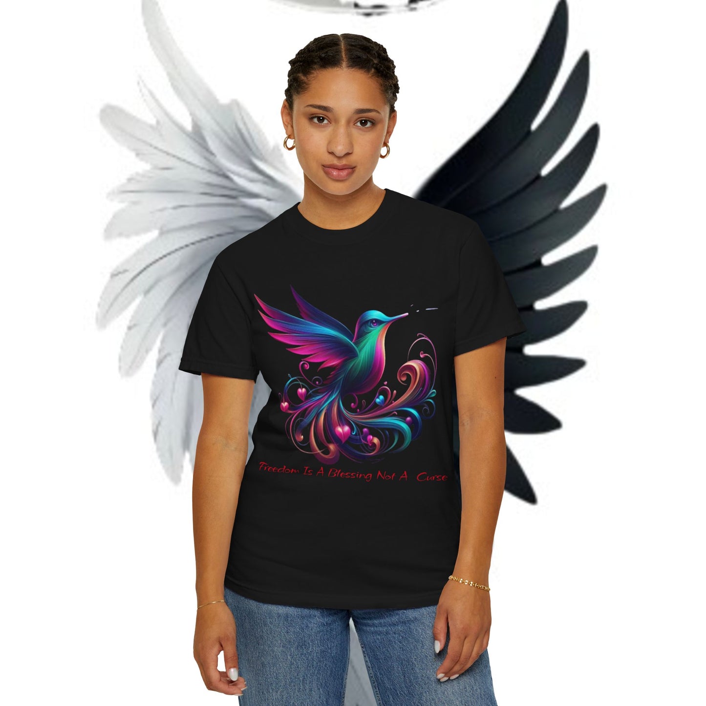 Garment-Dyed T-shirt - Freedom is a Blessing Design