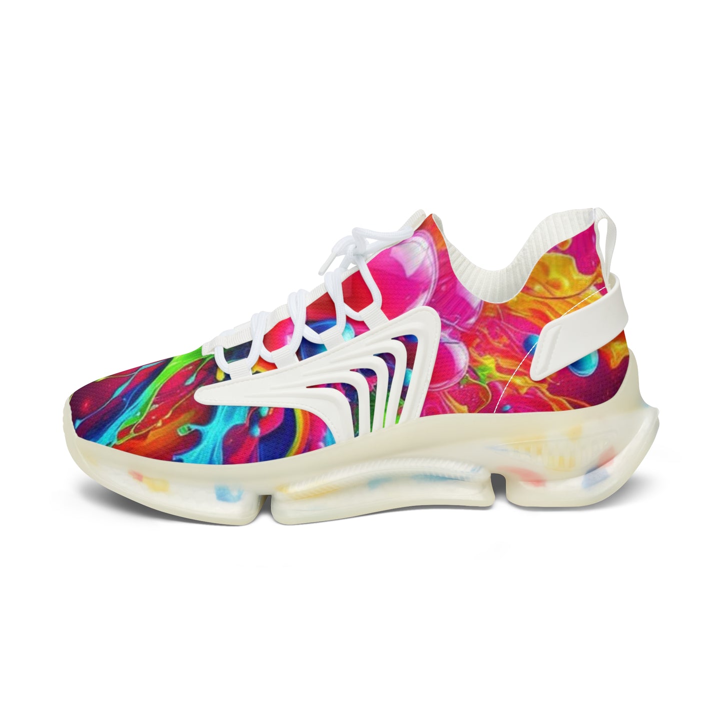 Mesh Sneakers, Watercolor Heart Design Tennis Shoes for Women