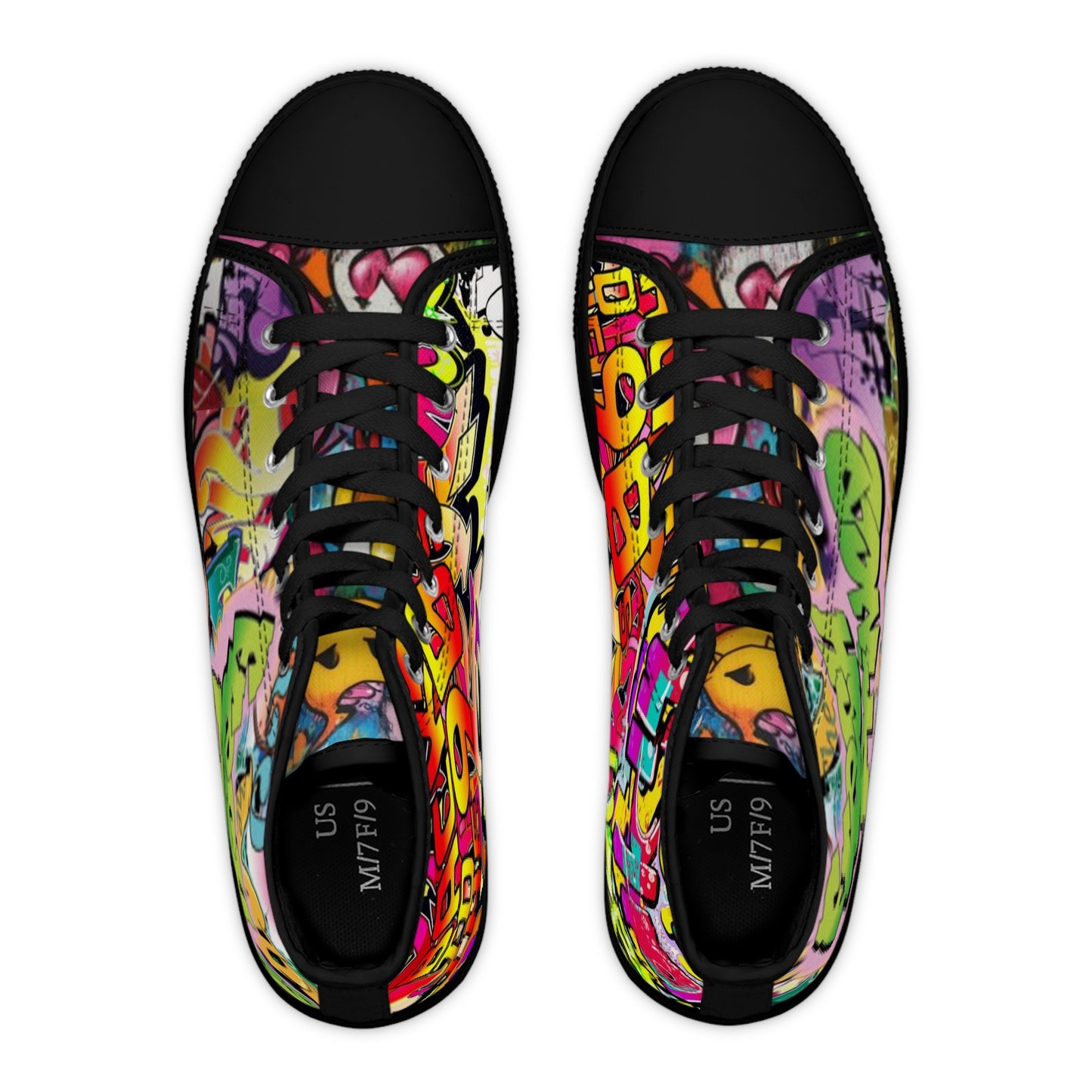 Vibrant High Top Sneakers: Trendy Graffiti Kicks for Street Style Fans, Cool Athletic Footwear, Unique Gift for Her