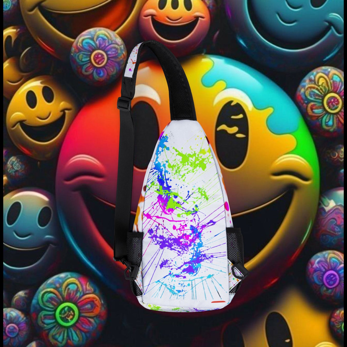Colorful Chest Bag for Trendy Adventures, Fun Sling Bag, Festival Accessory, Abstract Art Crossbody, Unique Gift Idea