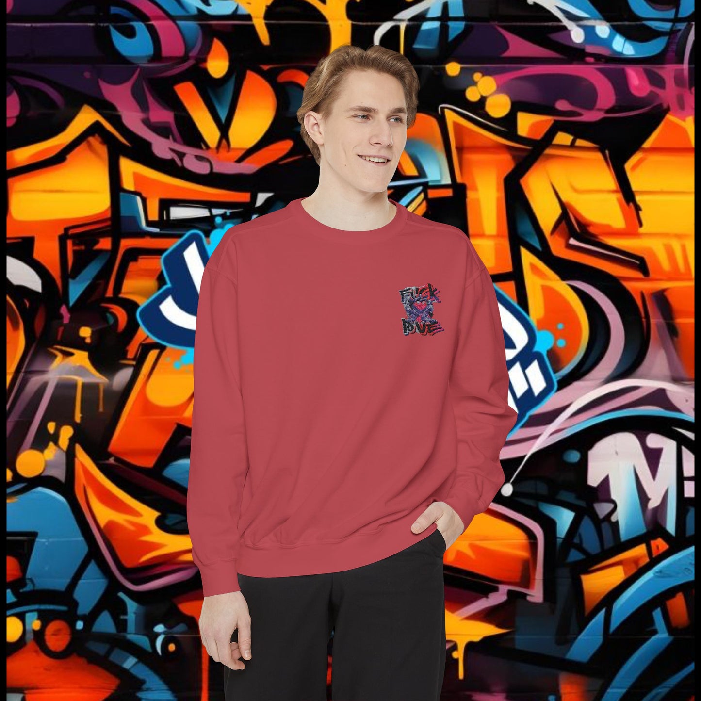 Sweatshirt - Fuck Love Embroidered Design