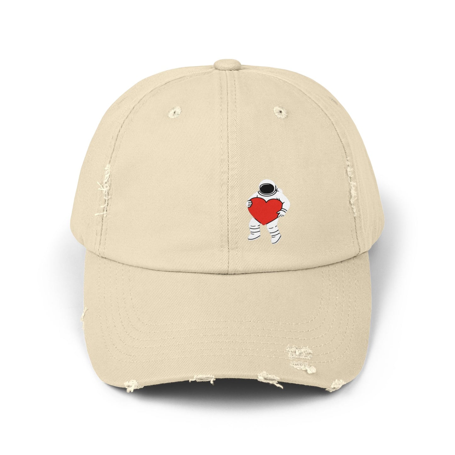 Astronaut Love Distressed Cap, Unisex Space Hat, Trendy Gift for Space Lovers, Casual Fashion Accessory, Perfect for Holidays