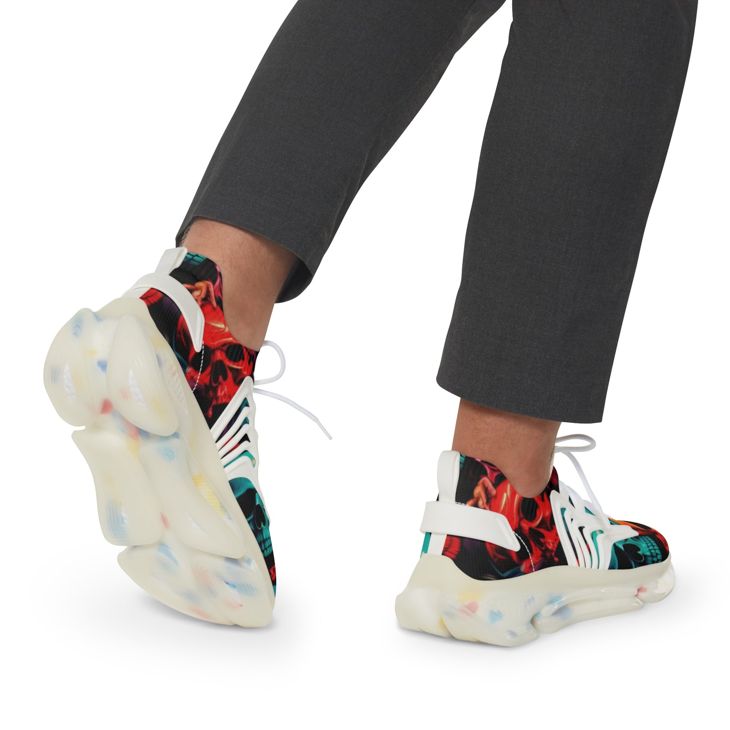 Vibrant Skull-Print Sneakers for Casual Style, Perfect for Men, Gift for Him, Cool Streetwear, Trendy Athletic Shoes