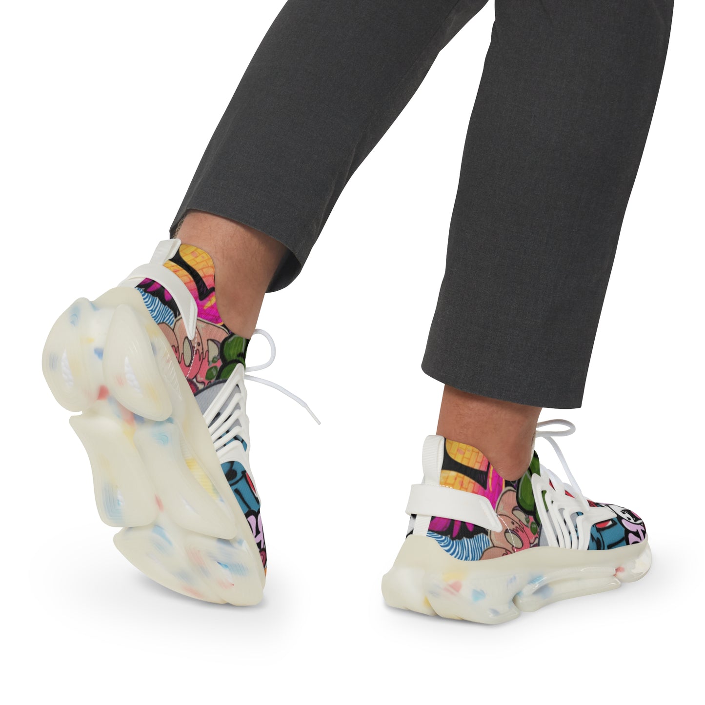 Colorful Men's Mesh Sneakers for Trendy Casual Wear, Street Style Shoes, Athletic Footwear, Unique Gift for Fashion Lovers