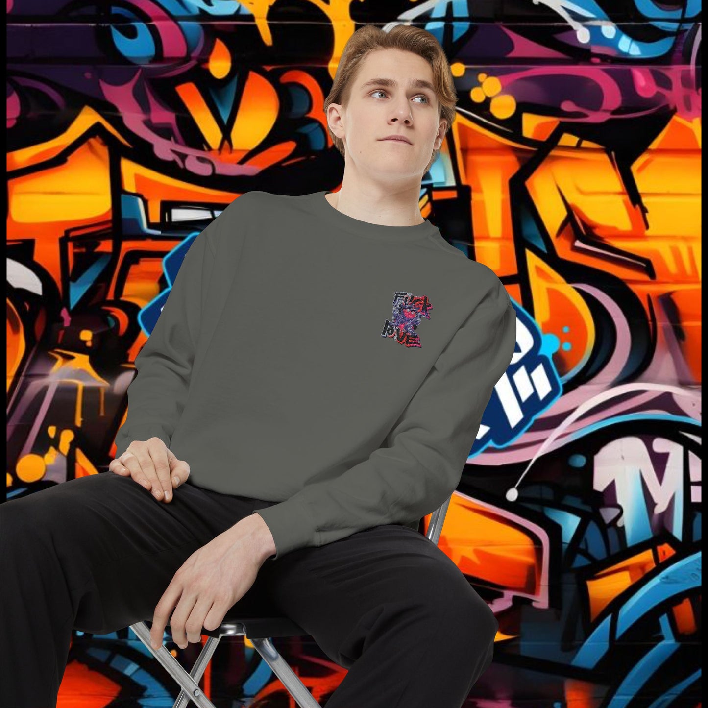 Sweatshirt - Fuck Love Embroidered Design