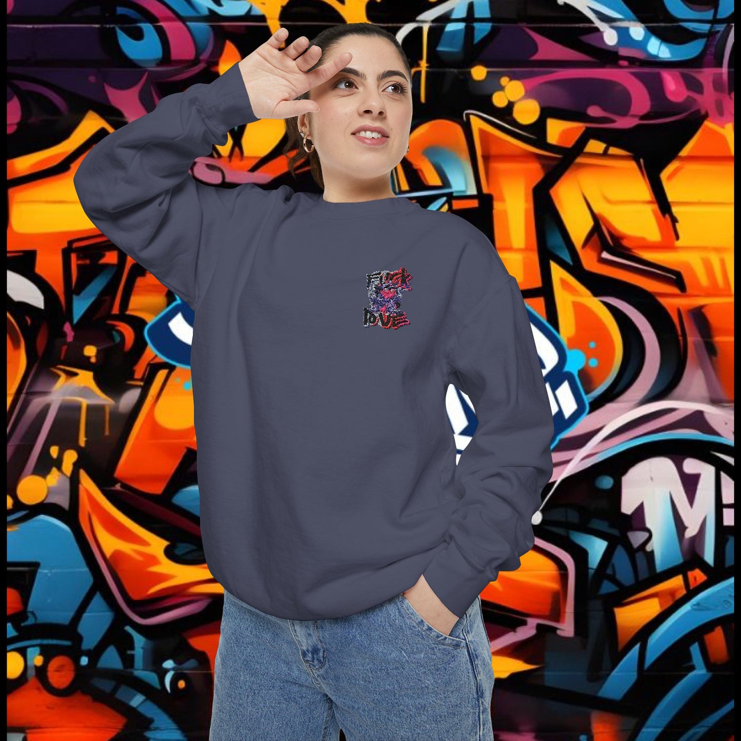 Sweatshirt - Fuck Love Embroidered Design