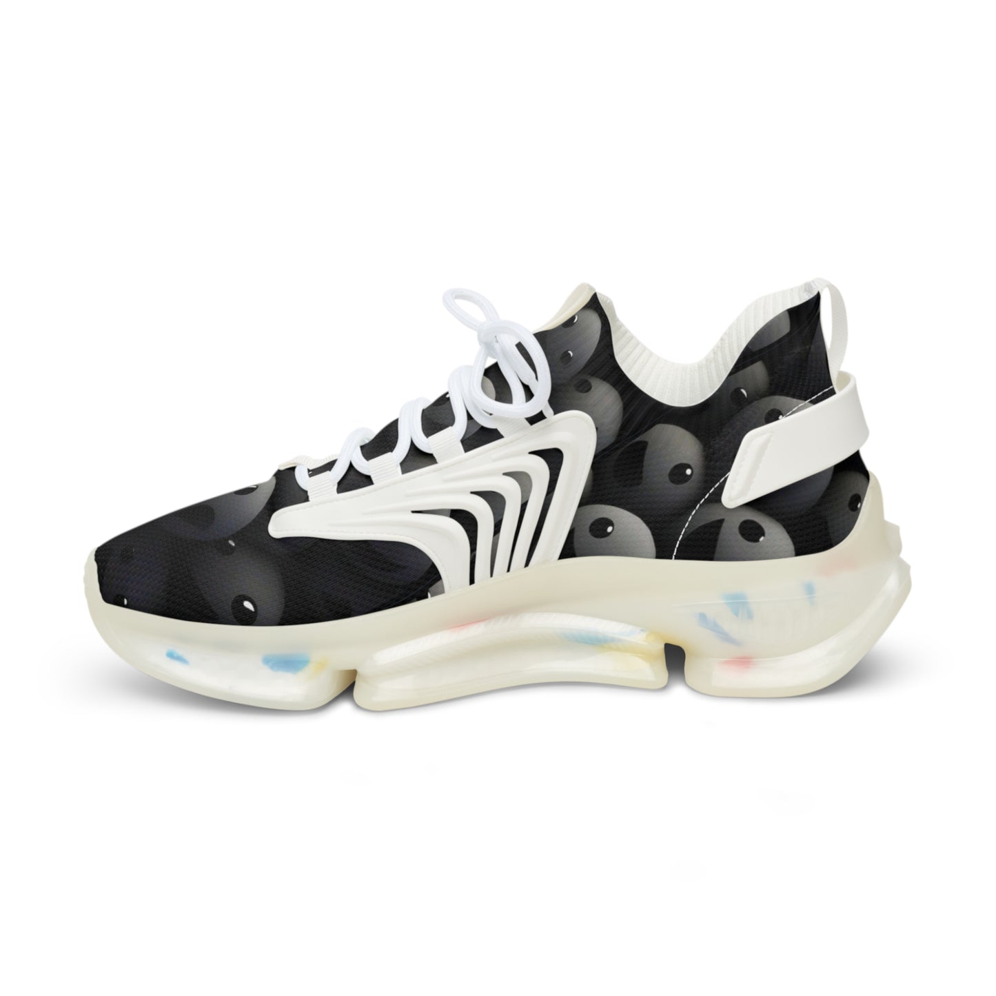 Mesh Sneakers for Men - Dark Smoke Smilie Faces Design