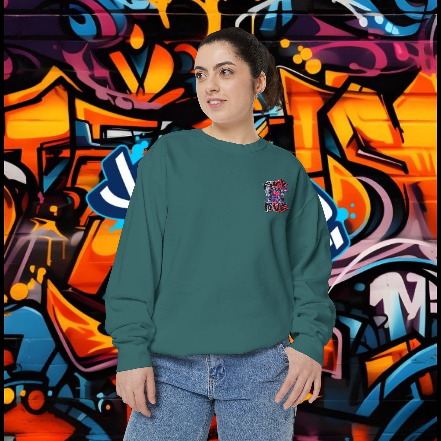 Sweatshirt - Fuck Love Embroidered Design