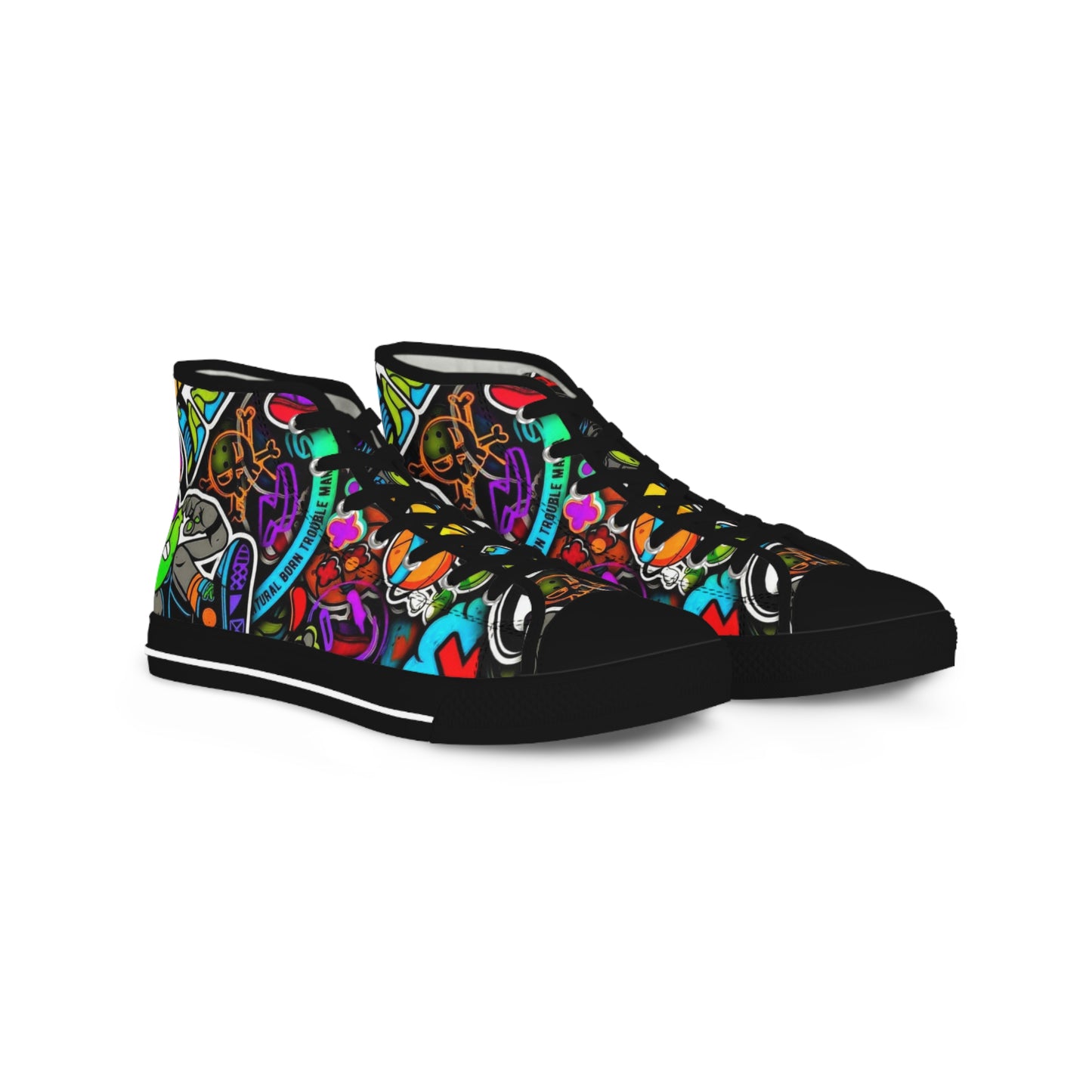 Colorful High Top Sneakers, Stylish Footwear for Men, Unique Gift Idea, Casual Wear, Vibrant Street Style