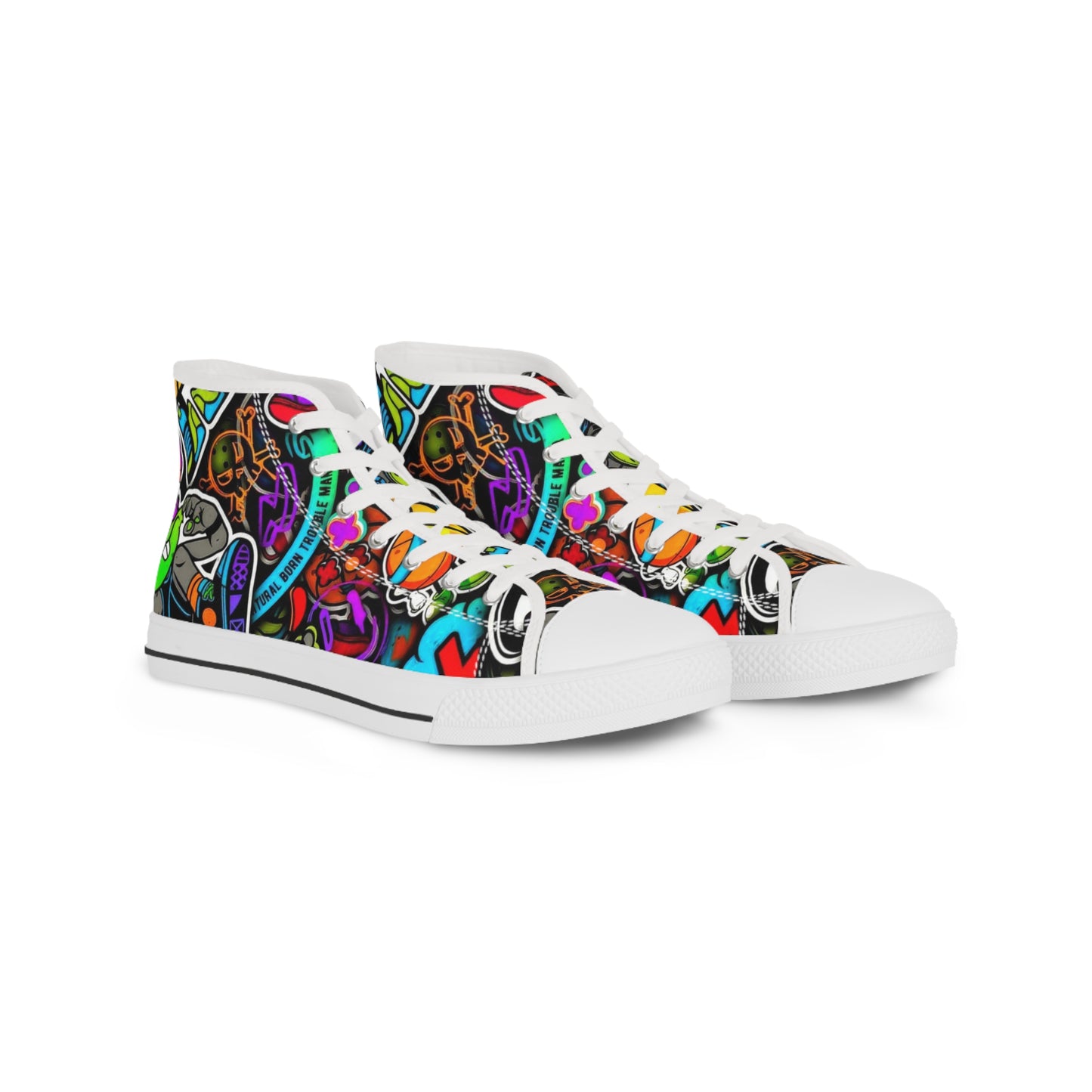 Colorful High Top Sneakers, Stylish Footwear for Men, Unique Gift Idea, Casual Wear, Vibrant Street Style