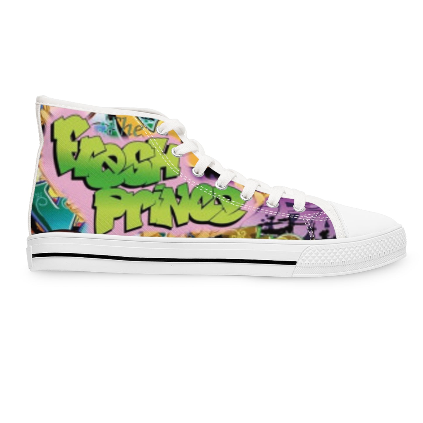 Vibrant High Top Sneakers: Trendy Graffiti Kicks for Street Style Fans, Cool Athletic Footwear, Unique Gift for Her