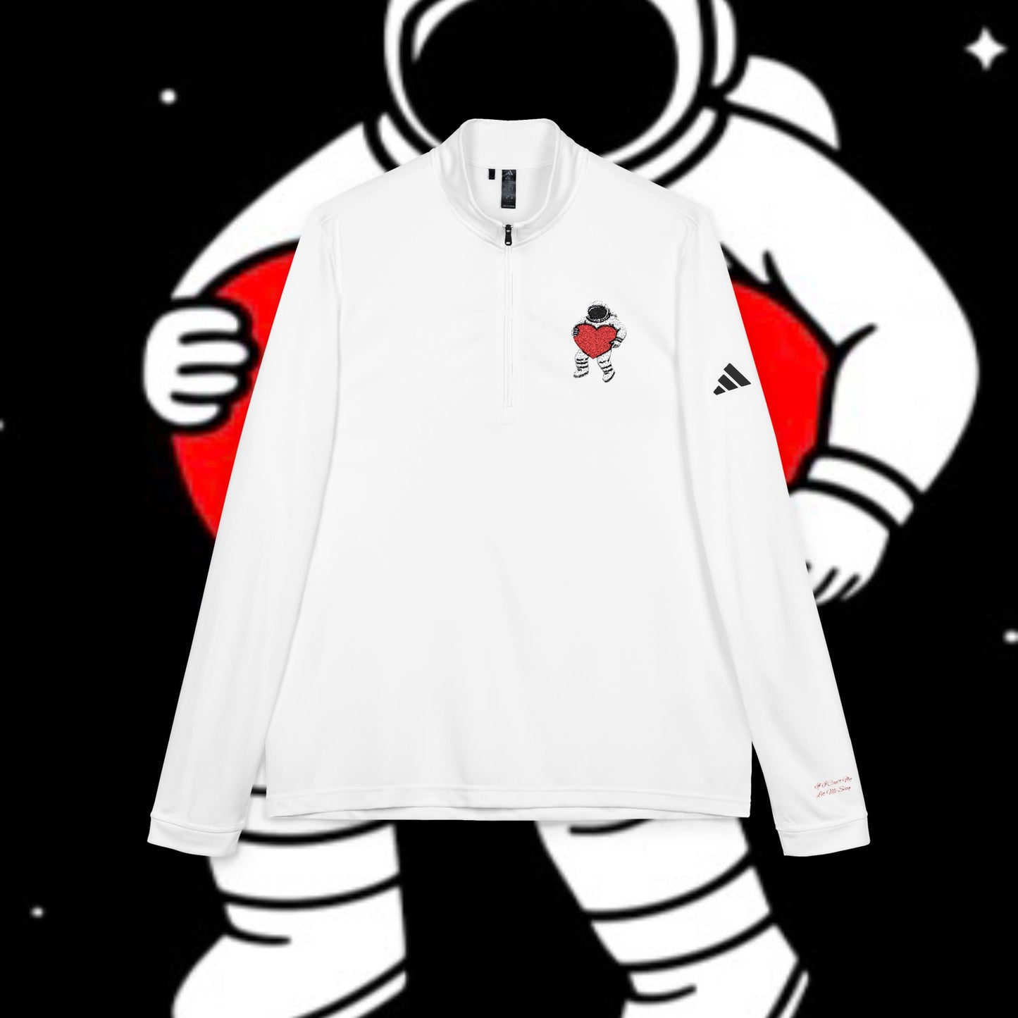 Cosmic Love Quarter-Zip Pullover, Heartbeat Pullover, Astronaut Apparel, Unique Sportswear, Valentine's Day Gift, Casual Activewear