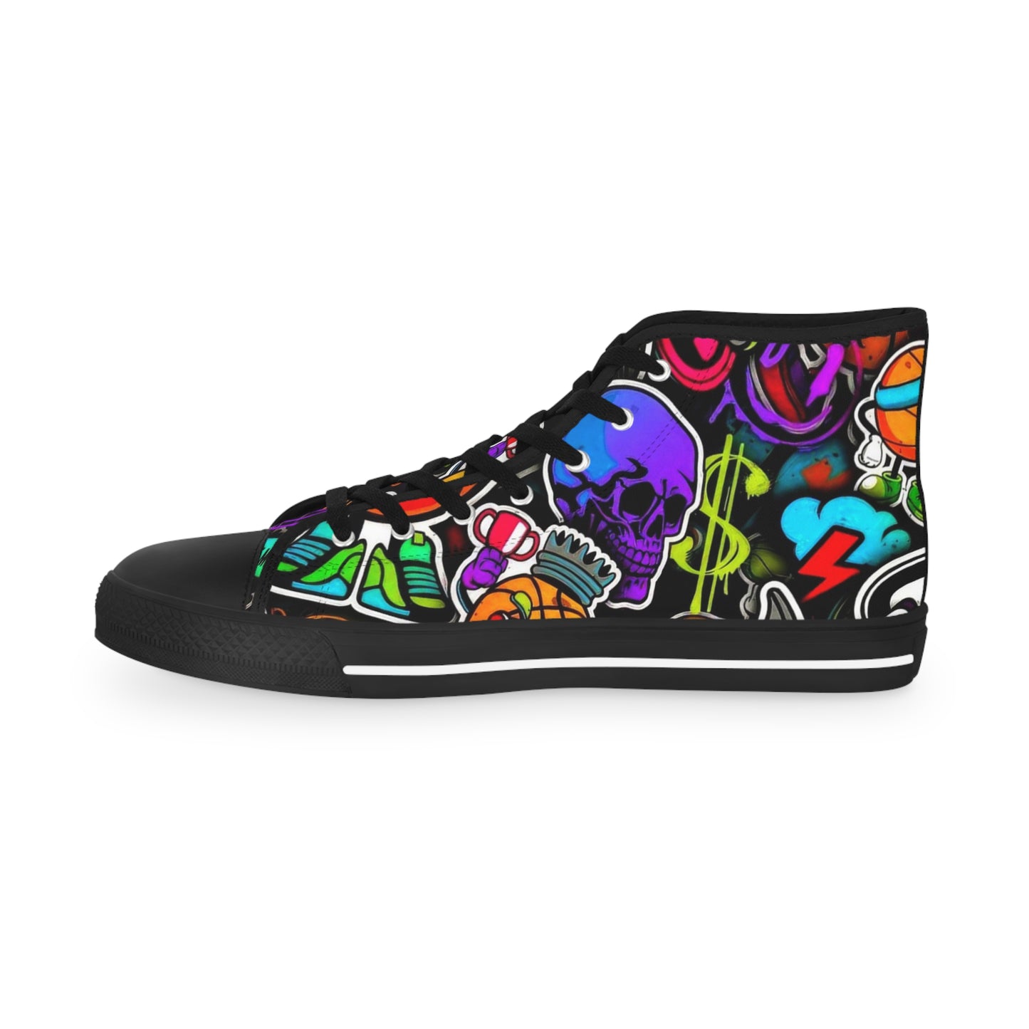 Colorful High Top Sneakers, Stylish Footwear for Men, Unique Gift Idea, Casual Wear, Vibrant Street Style