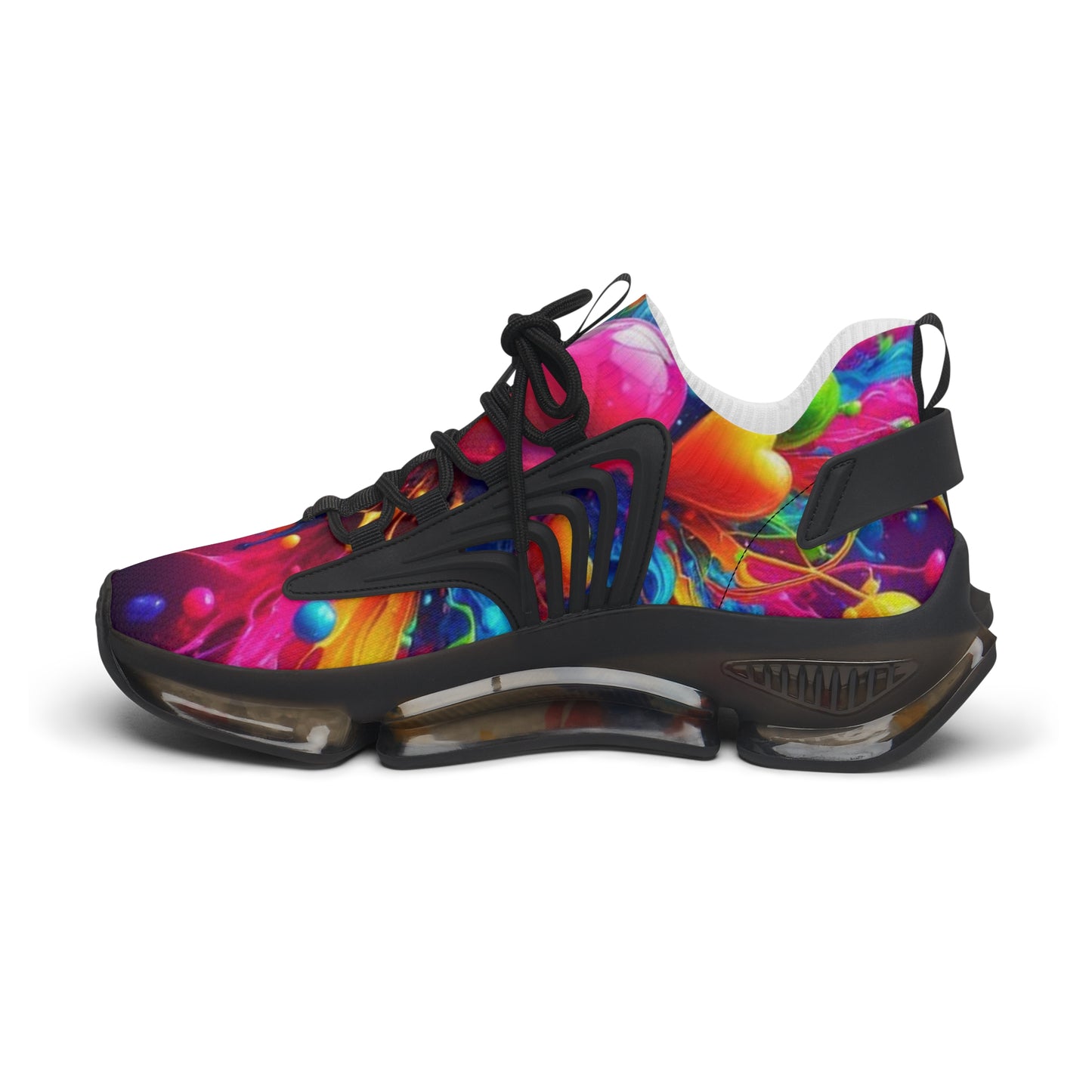 Mesh Sneakers, Watercolor Heart Design Tennis Shoes for Women