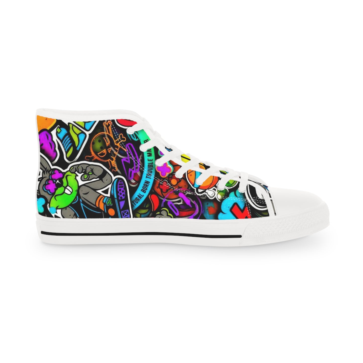 Colorful High Top Sneakers, Stylish Footwear for Men, Unique Gift Idea, Casual Wear, Vibrant Street Style