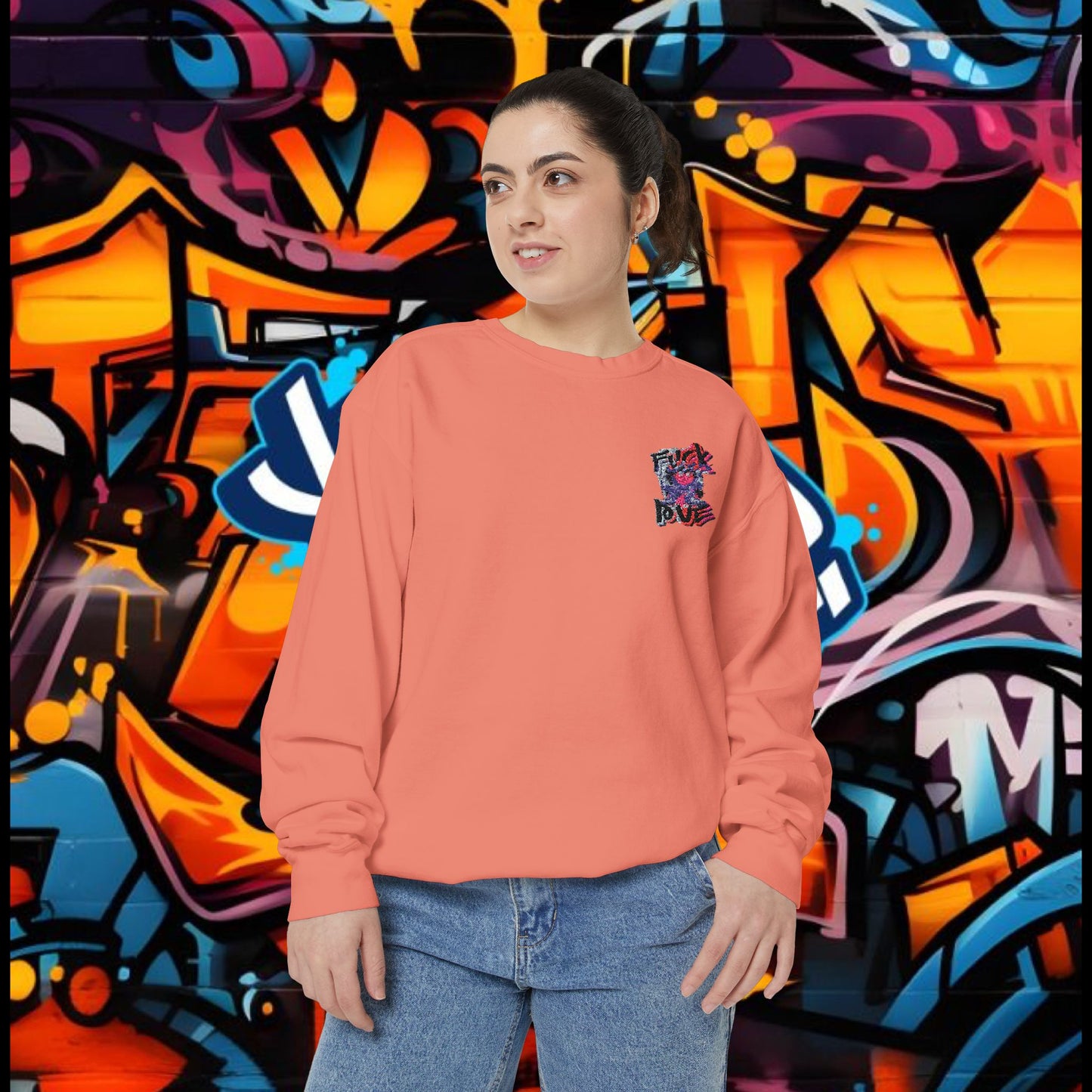 Sweatshirt - Fuck Love Embroidered Design