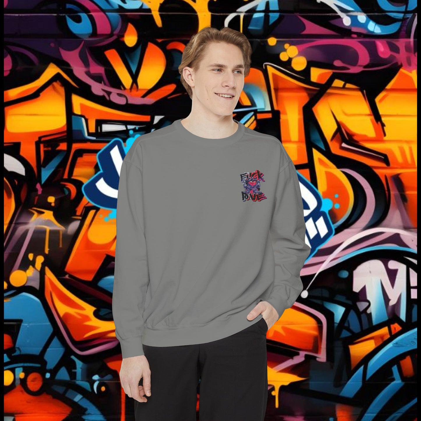 Sweatshirt - Fuck Love Embroidered Design