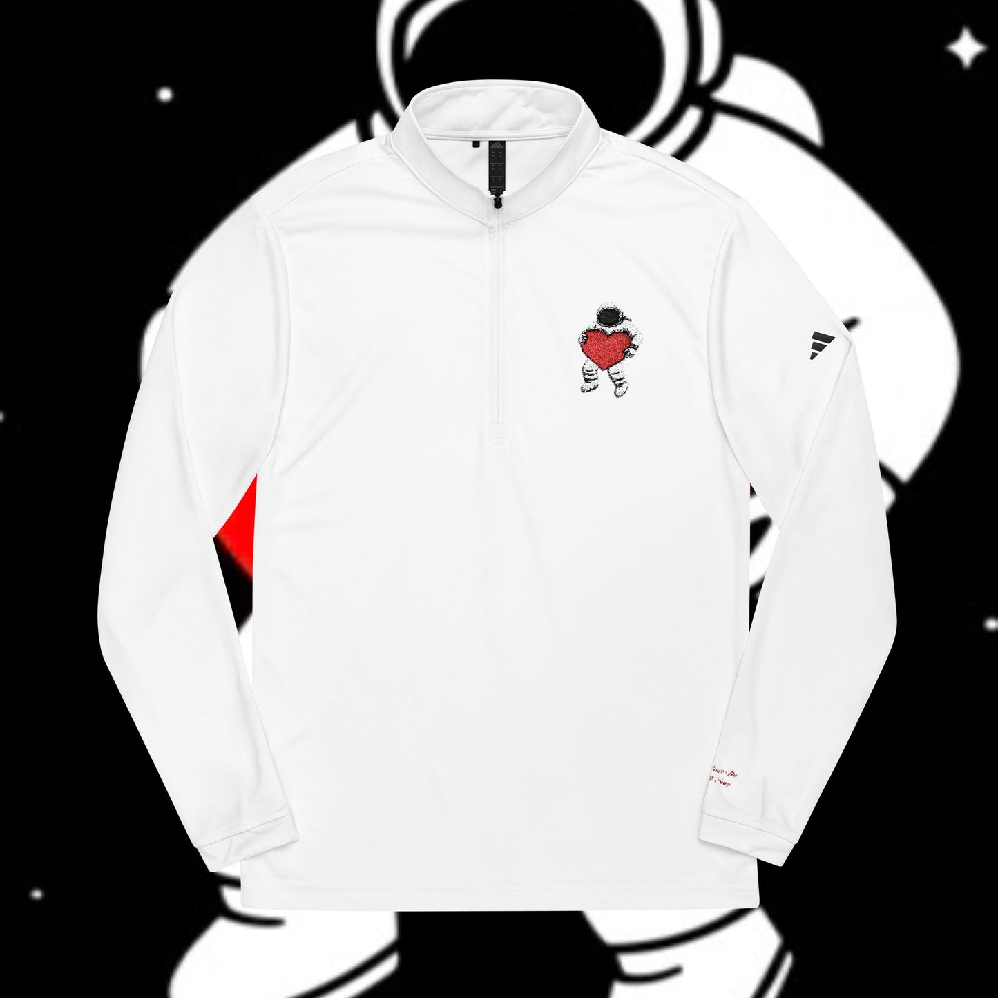 Cosmic Love Quarter-Zip Pullover, Heartbeat Pullover, Astronaut Apparel, Unique Sportswear, Valentine's Day Gift, Casual Activewear