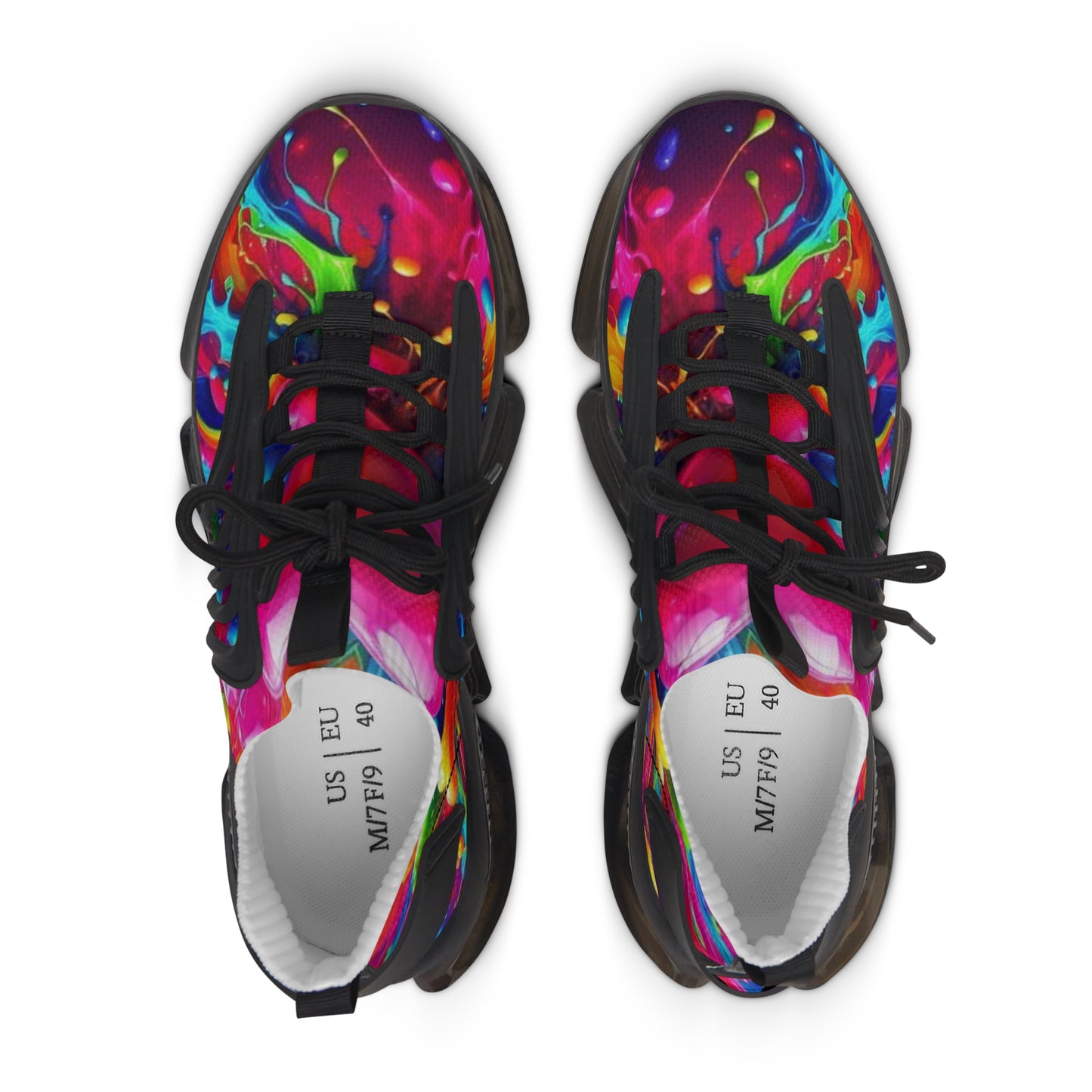 Mesh Sneakers, Watercolor Heart Design Tennis Shoes for Women