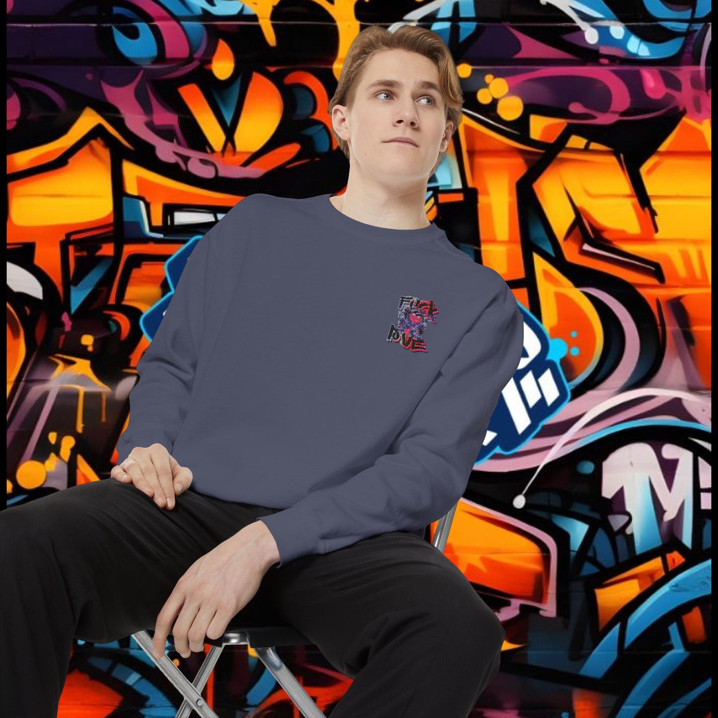 Sweatshirt - Fuck Love Embroidered Design