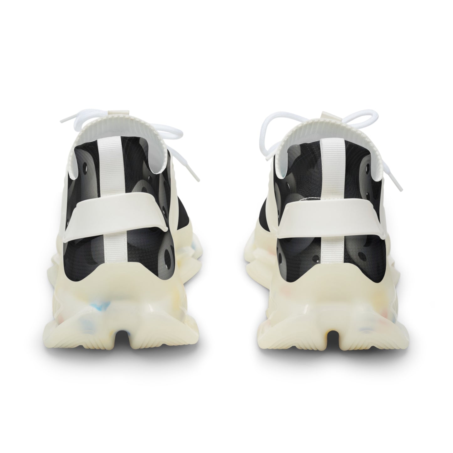 Mesh Sneakers for Men - Dark Smoke Smilie Faces Design