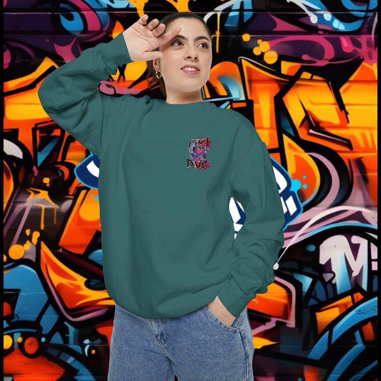 Sweatshirt - Fuck Love Embroidered Design