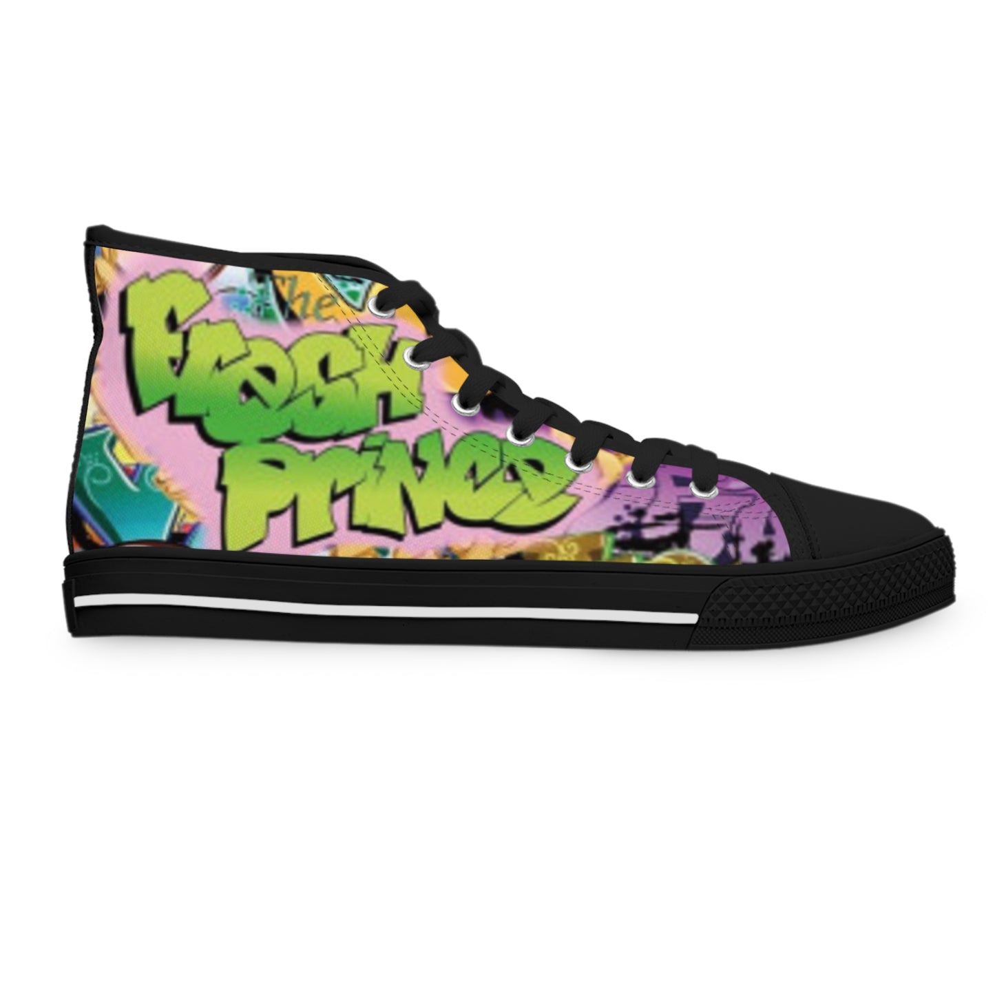 Vibrant High Top Sneakers: Trendy Graffiti Kicks for Street Style Fans, Cool Athletic Footwear, Unique Gift for Her