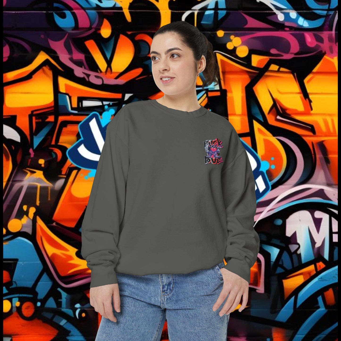 Sweatshirt - Fuck Love Embroidered Design