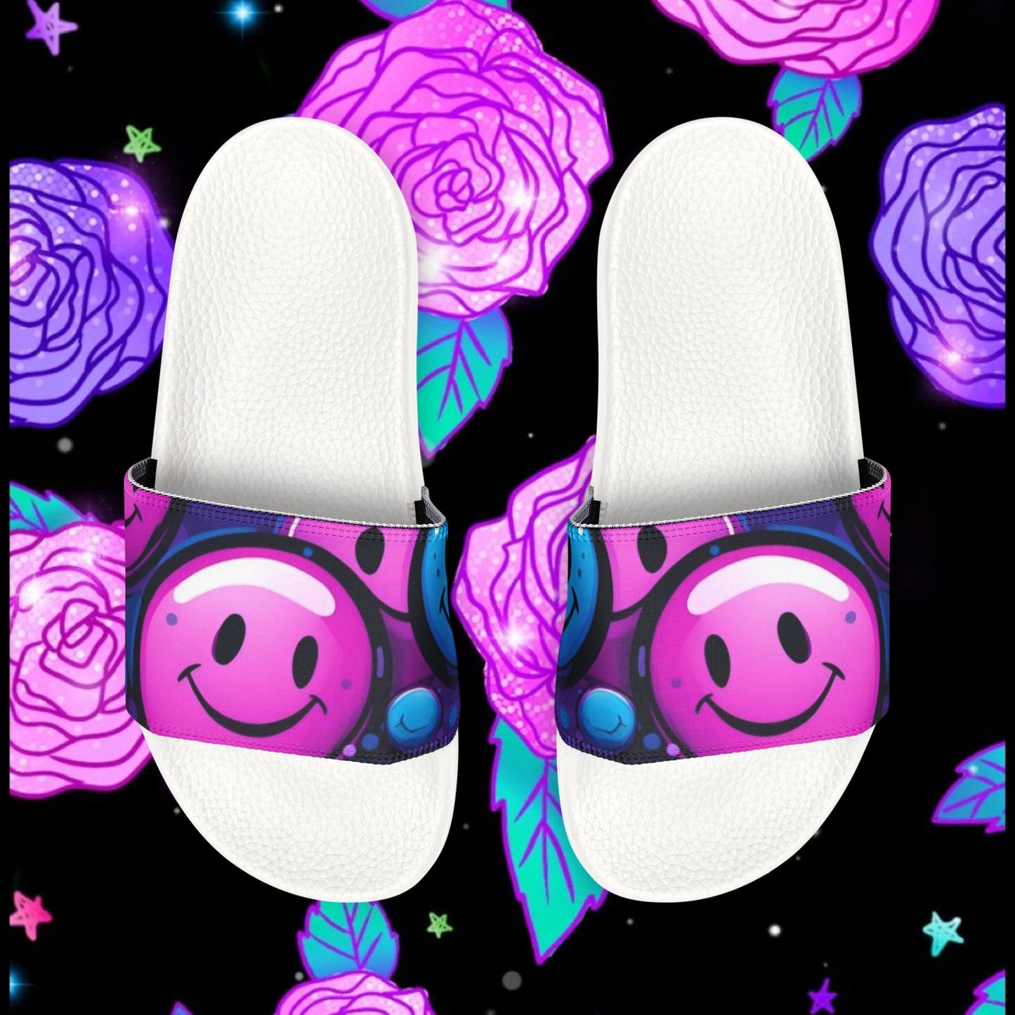 Happy Vibes Cute Sandals, Summer Footwear, Beachwear, Gift for Her, Fashion Slides