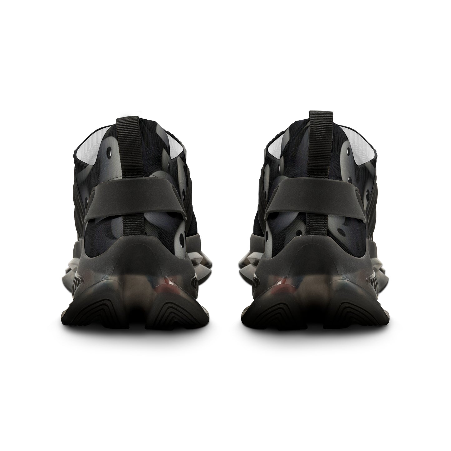 Mesh Sneakers for Men - Dark Smoke Smilie Faces Design