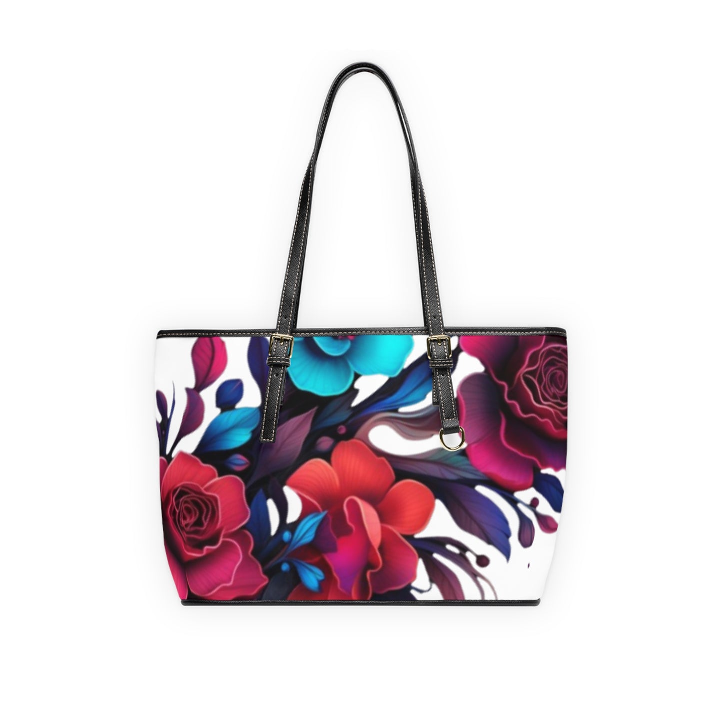 Floral PU Leather Shoulder Bag, Stylish Handbag, Chic Tote, Everyday Use, Gift for Her, Floral Design, Trendy Accessories