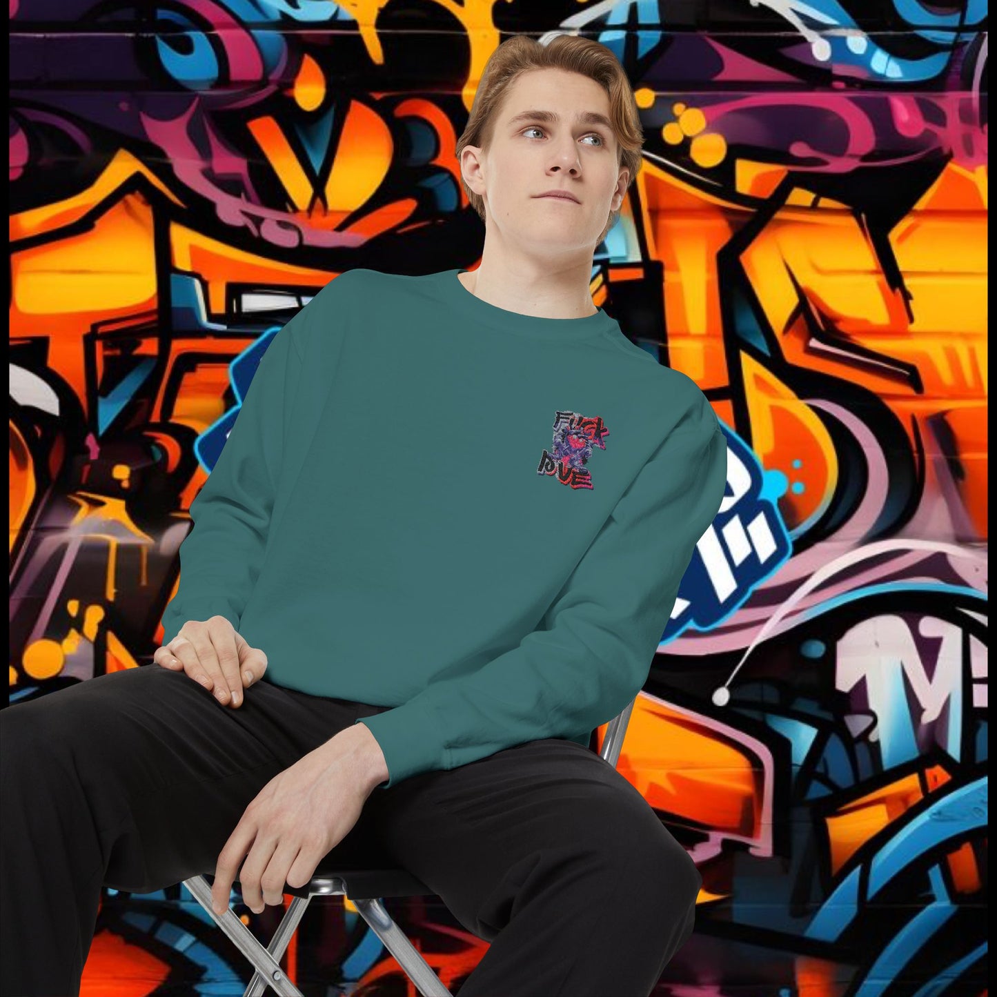 Sweatshirt - Fuck Love Embroidered Design