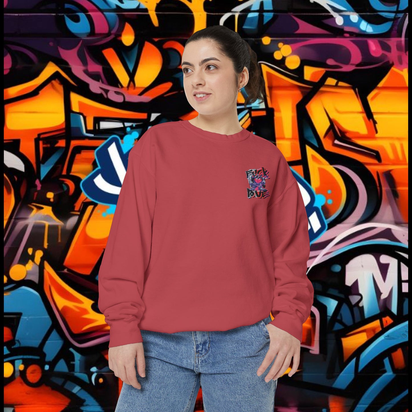 Sweatshirt - Fuck Love Embroidered Design