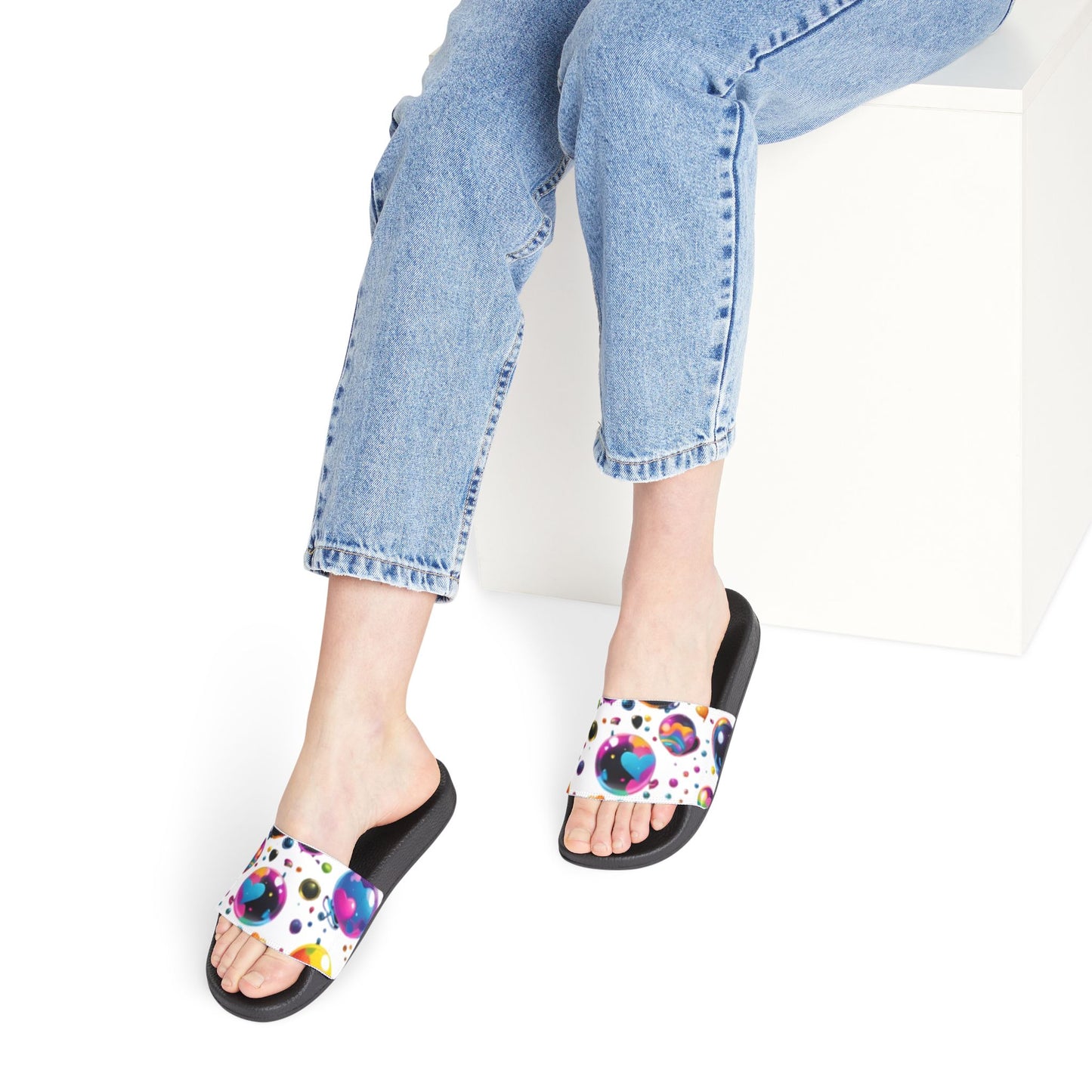Sandals Slides - Candy Rain Design Removable-Strap Women's Shoes