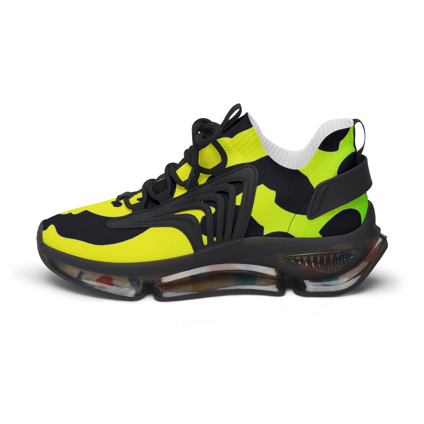 Mesh Sneakers - Yellow Cheetah Print Design