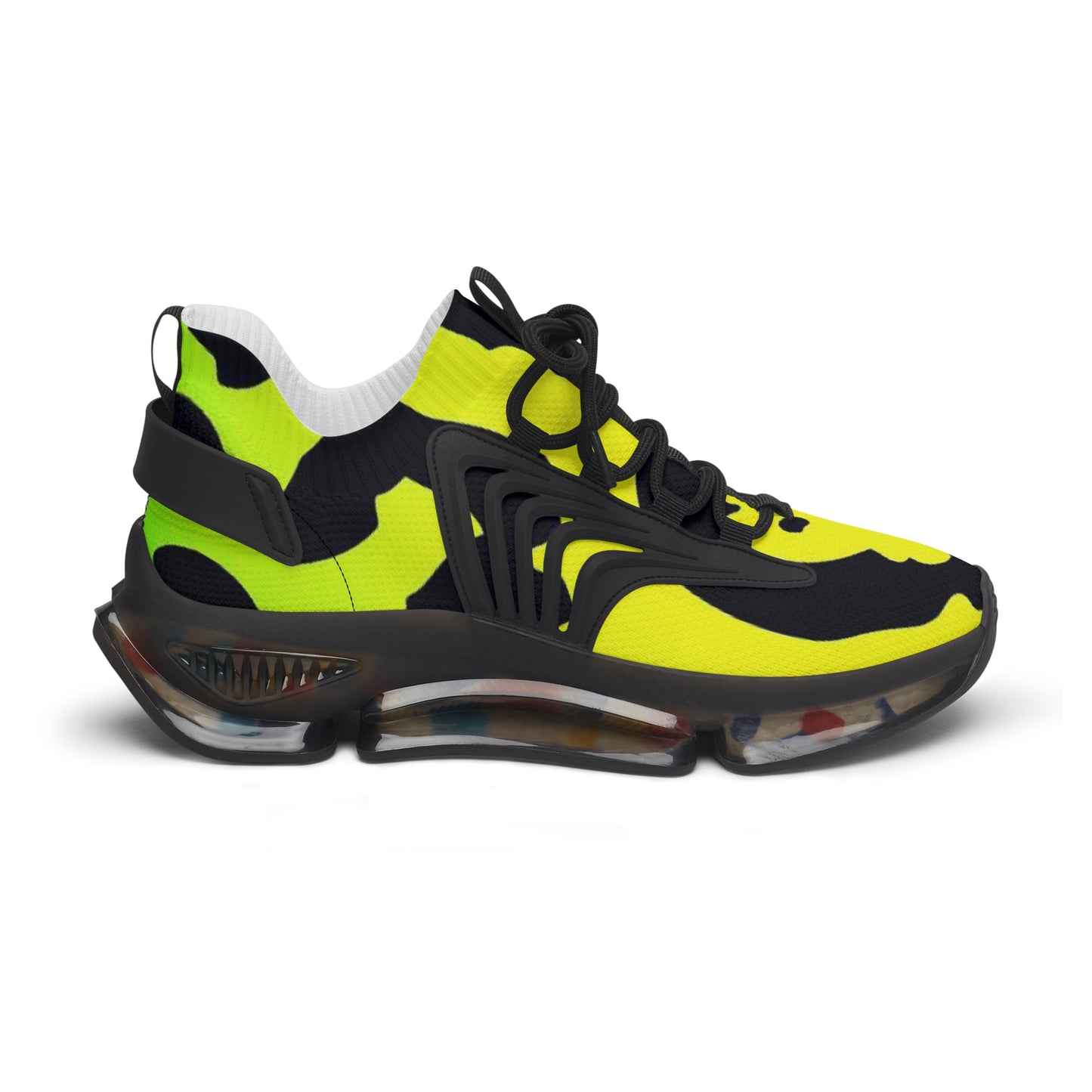 Mesh Sneakers - Yellow Cheetah Print Design