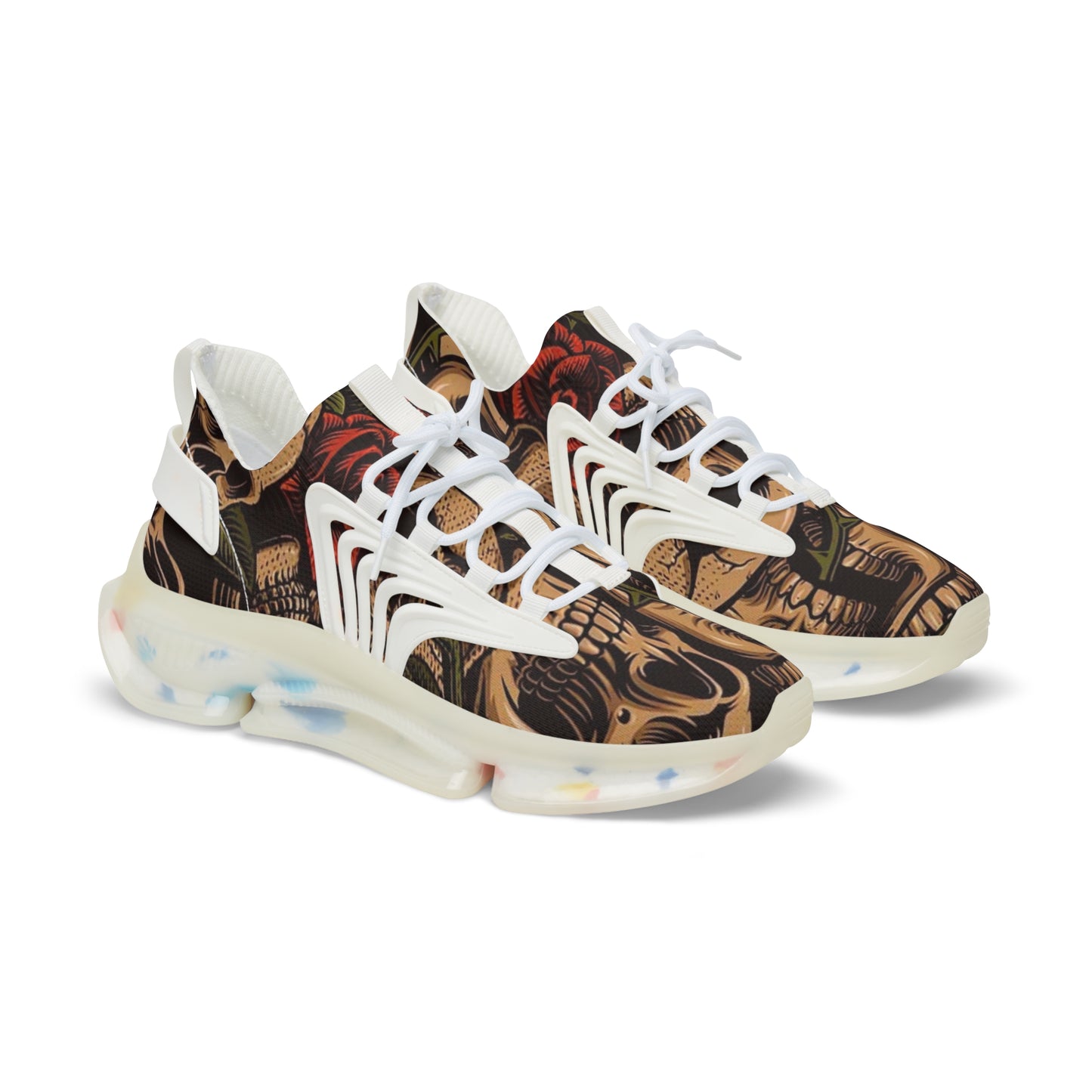 Sneakers with Newspaper Skull Design